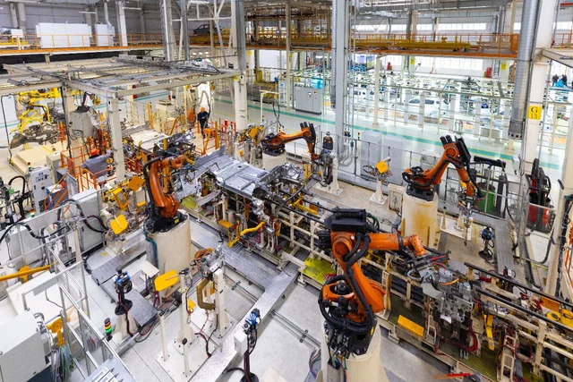 Industrial manufacturing floor with production machinery